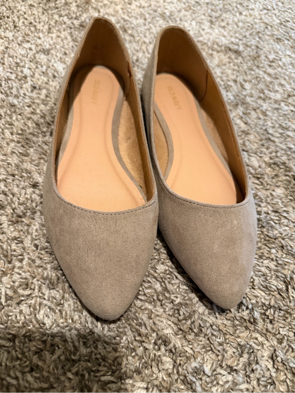 Old Navy Taupe Pointed-Toe Suede-Look Flats